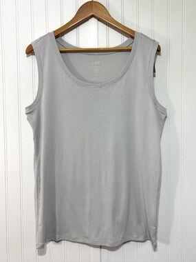 J. Jill Pima Cotton Tank Top Stretch 2X Marble Gray Sleeveless Neutral Basic